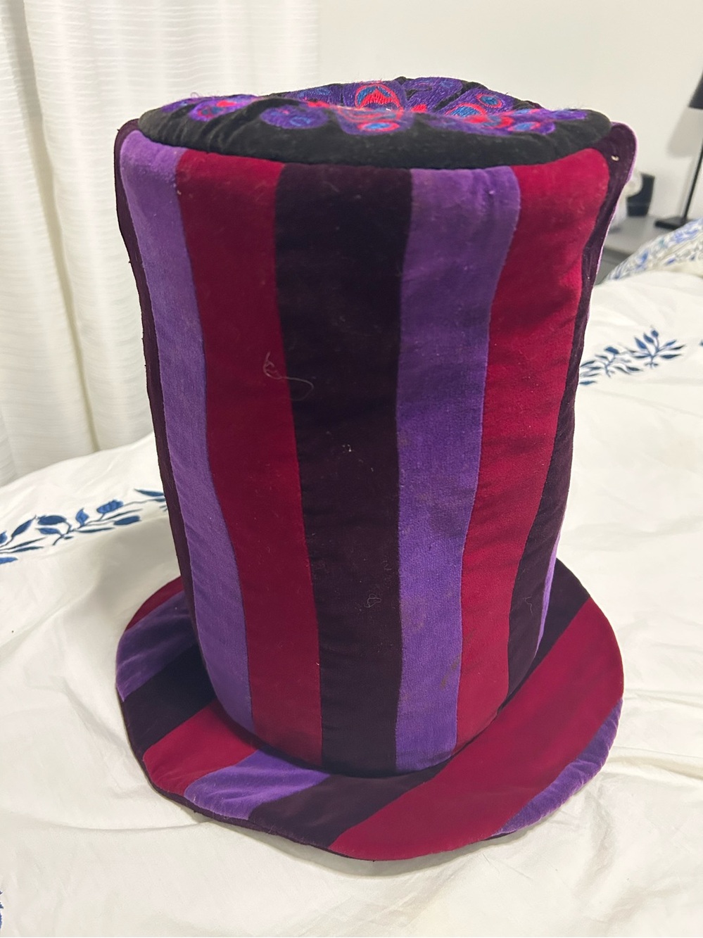 RARE Velvet Voodoo Top Hat , Steampunk or Costume Piece with Hidden Face